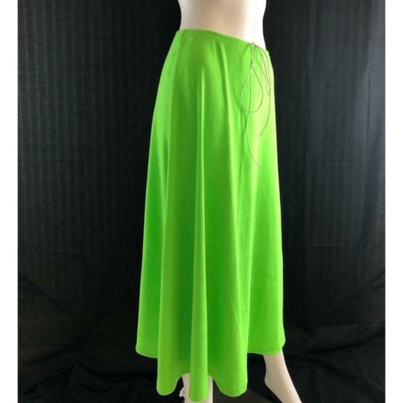 ZYA Women's Skirt Color Green Fluo Midi A-Line 10 - Picture 4 of 11